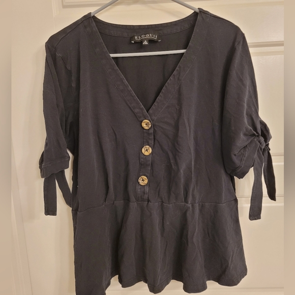 Eloquii Size 18 Black Peplum Shirt - Picture 1 of 3